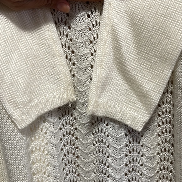 Tobi Long Cream knit Scalloped edges Cardigan in Medium - Picture 11 of 13